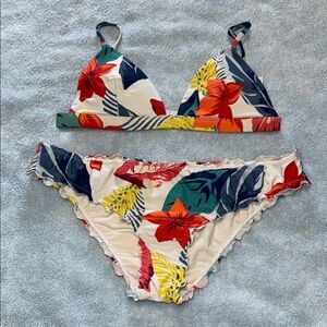 Hollister Floral Bikini - Red, Green, Yellow